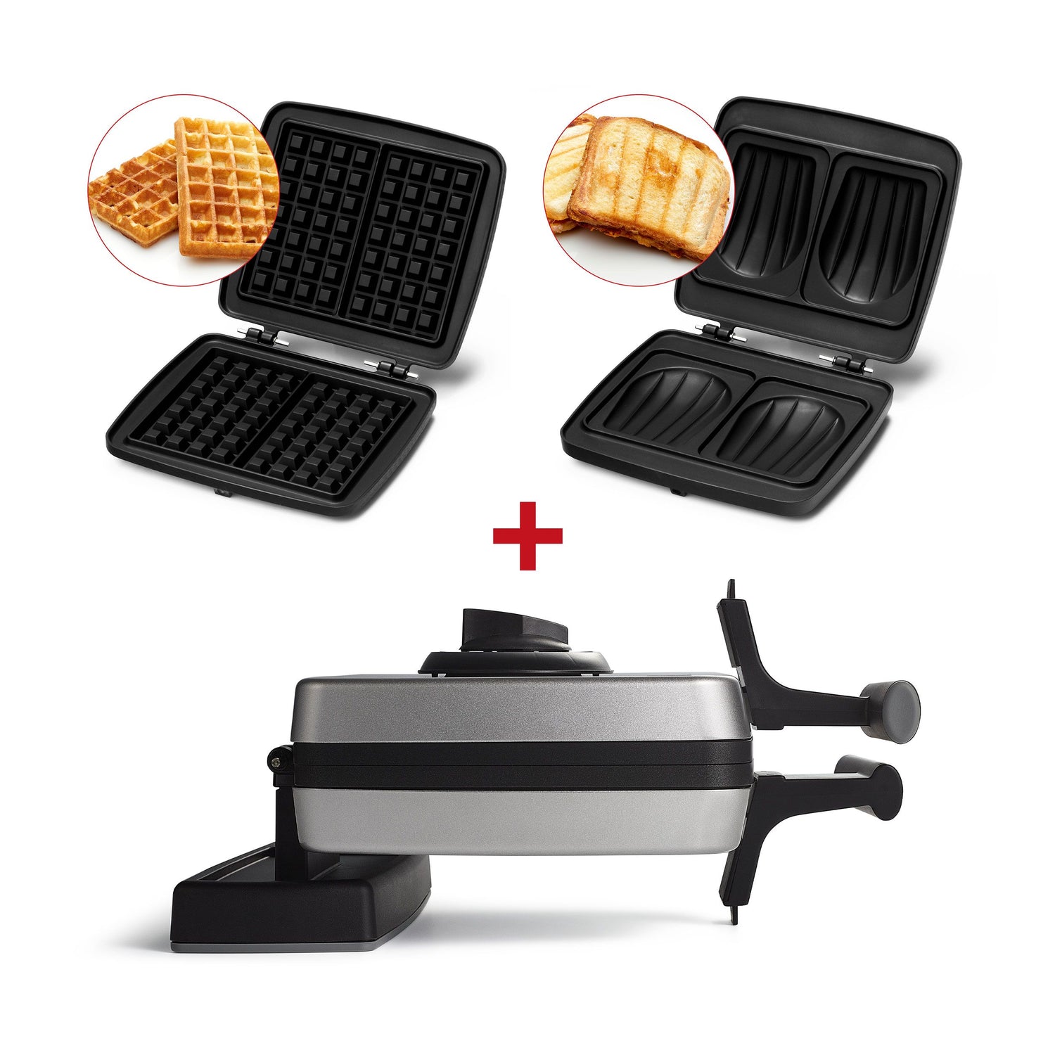 Gaufrier Gris Plaques Gaufres traditionnelles et croque-monsieur