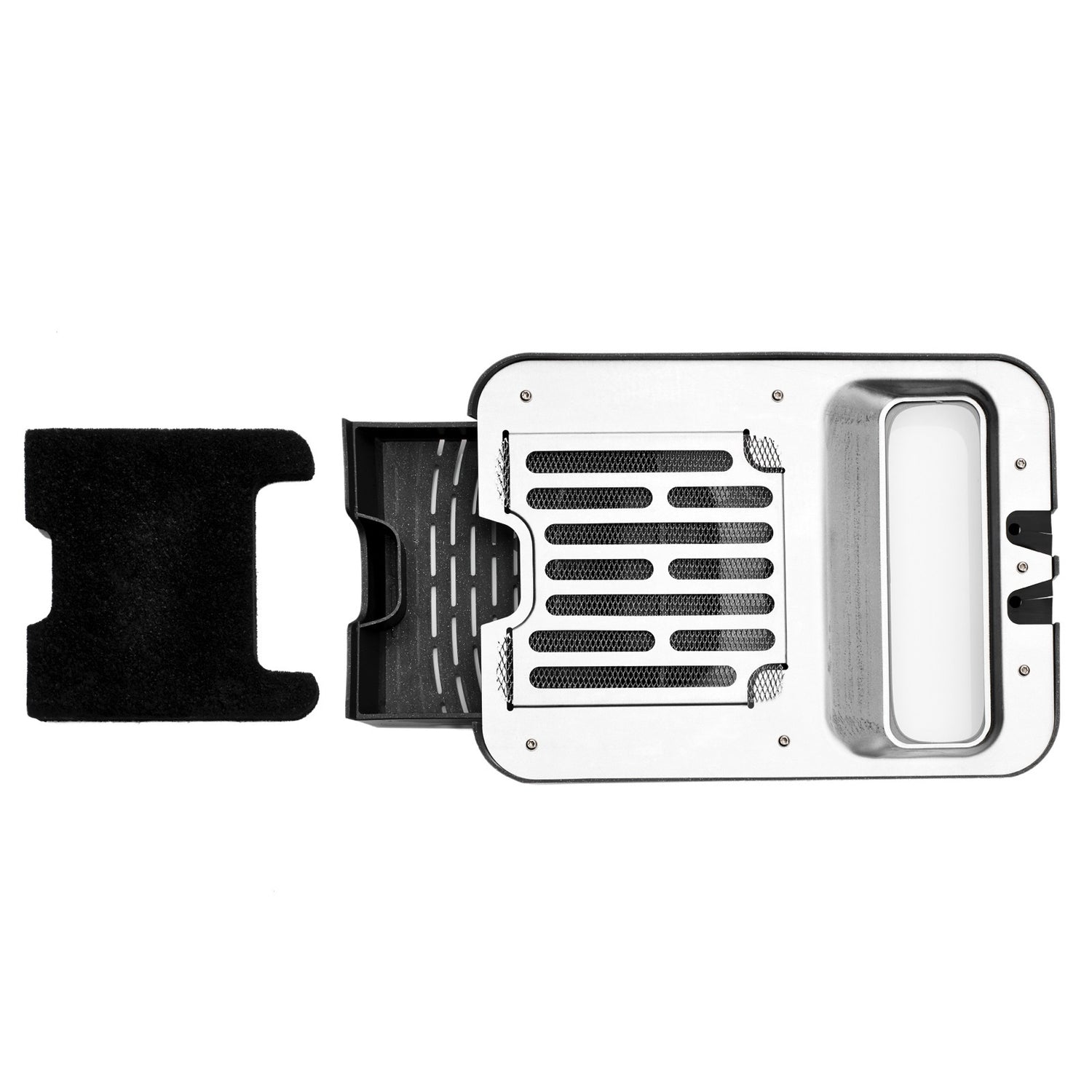 Filtre à air noir et gris.