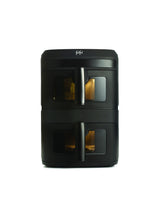 Friteuse à double compartiment noire.