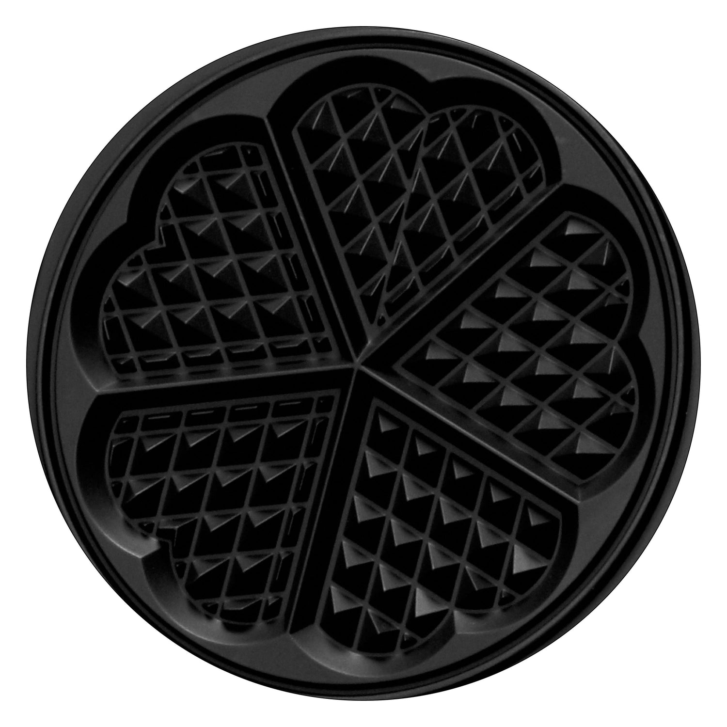 Gaufrier noir en forme de cœur.