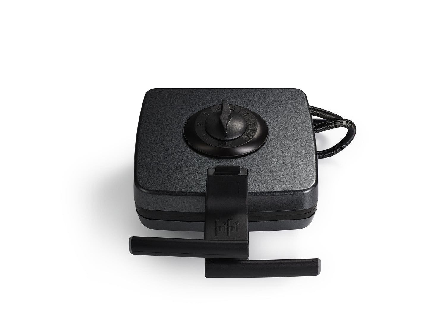 Gaufrier noir sur fond blanc.