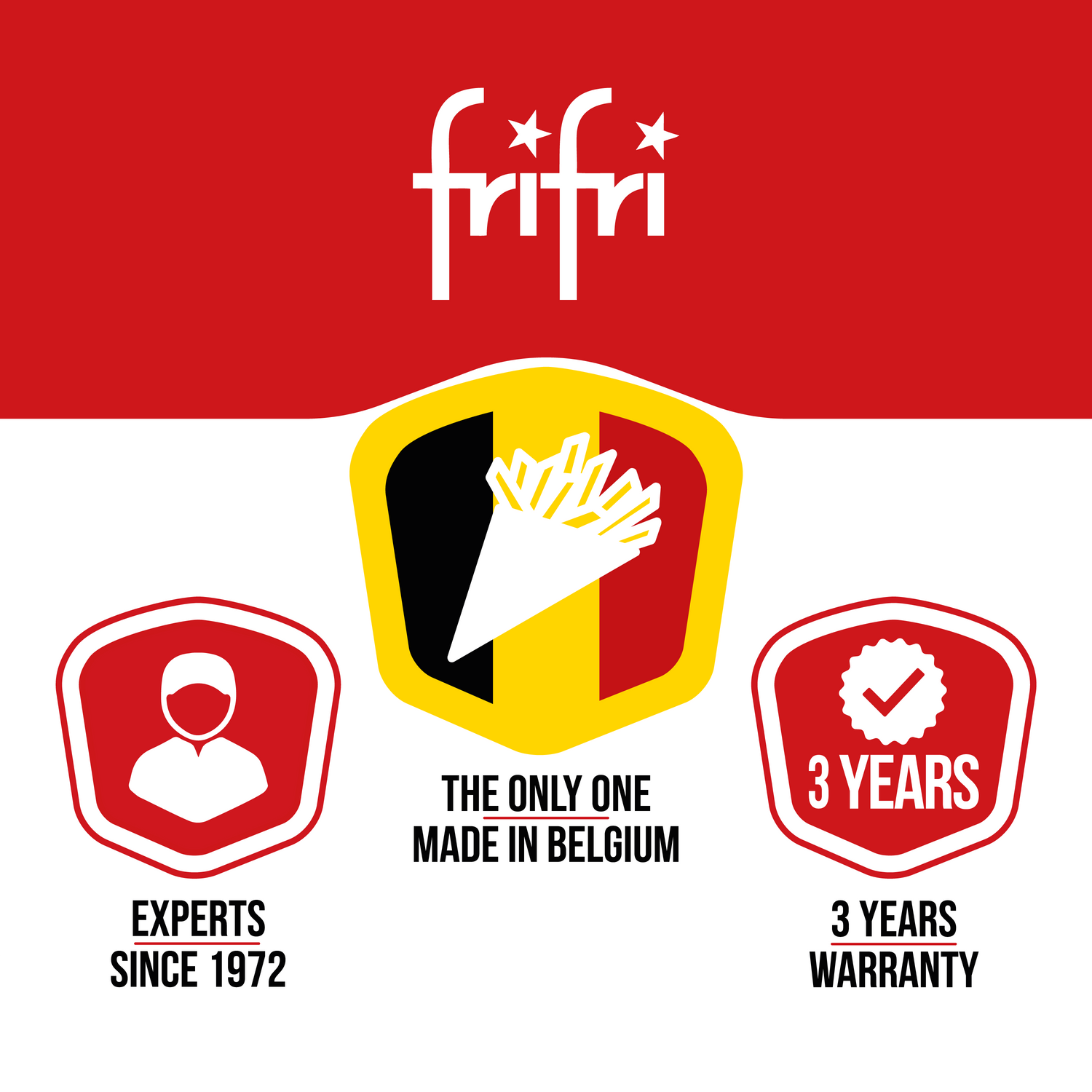 Logo de la marque Frifri avec un drapeau belge stylisé, mentionnant 
